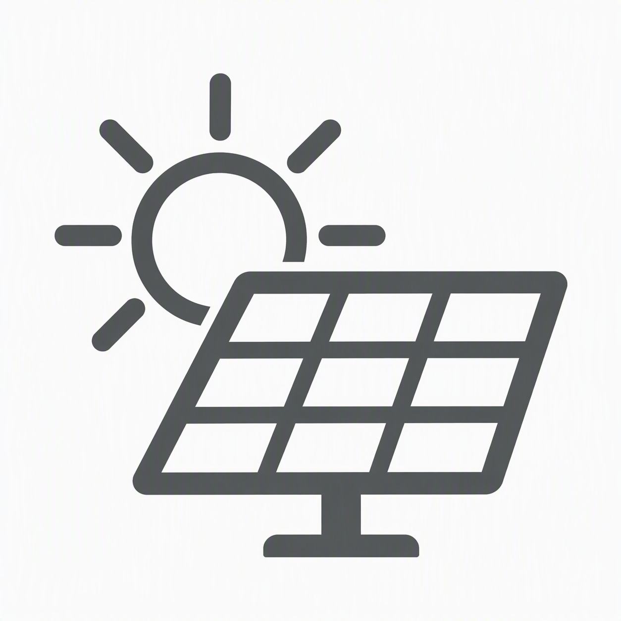 Graues Icon auf weißem Hintergrund  Solar